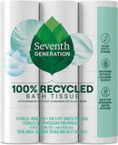 Seventh Generation Toilet Paper White Bathroom Tissue 2-ply 100% Recycled Paper without Chlorine Bleach 24 count, Pack of 2