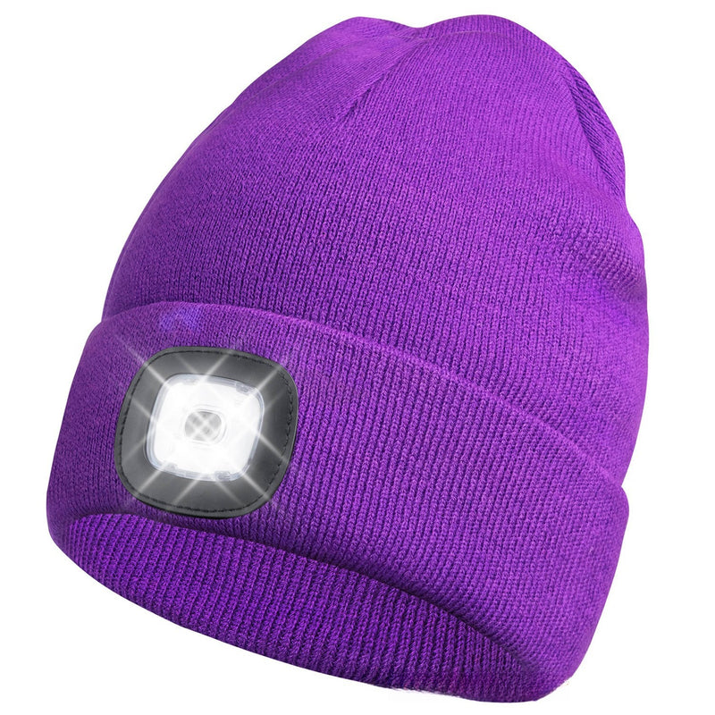 Outdoor sports LED button electronic light knitted hat