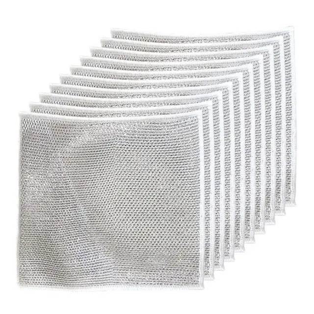 Kitchen Steel Wool Rag Multi-purpose Steel Wool Rag Reusable Steel Wool Dishcloth Set Oil-proof Quick Drying Lint Free for Pots - TrendTrove