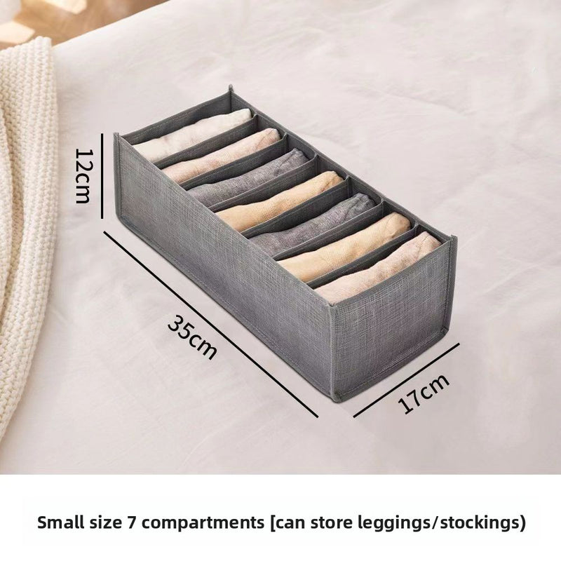 Clothing storage gadget - compartmentalized storage box