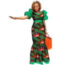 Ladies Dresses African Plus Size Puff Sleeve Dress
