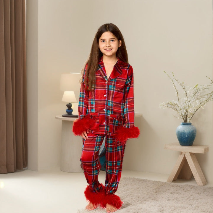 Parent child outfit European and American Christmas pajamas set printed home clothes for women - TrendTrove