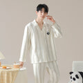Pure cotton couple pajamas women's spring and autumn men's home suit set - TrendTrove