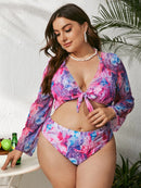 Women's Plus Size Three-piece Two-piece With Yarn Swimsuit