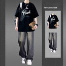 Letter-print short-sleeved T-shirts