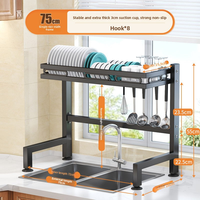 Kitchen Sink Dish Drying Rack with Adjustable Layers