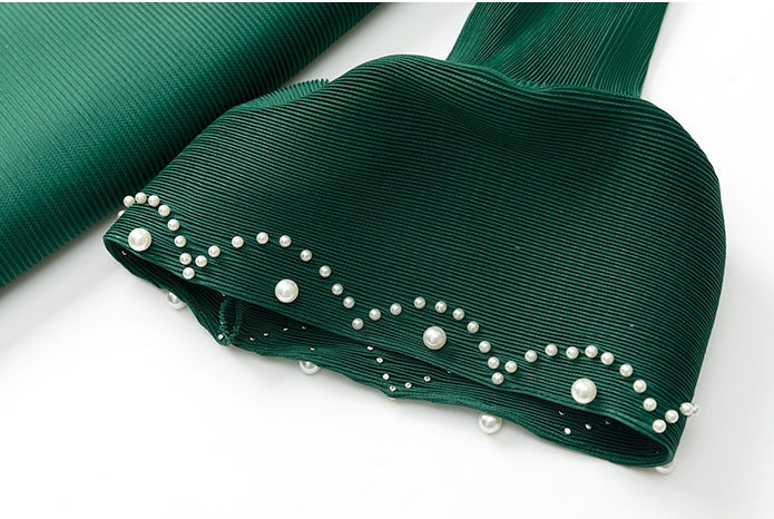 Pleated Temperament Black Dress Spring Dress