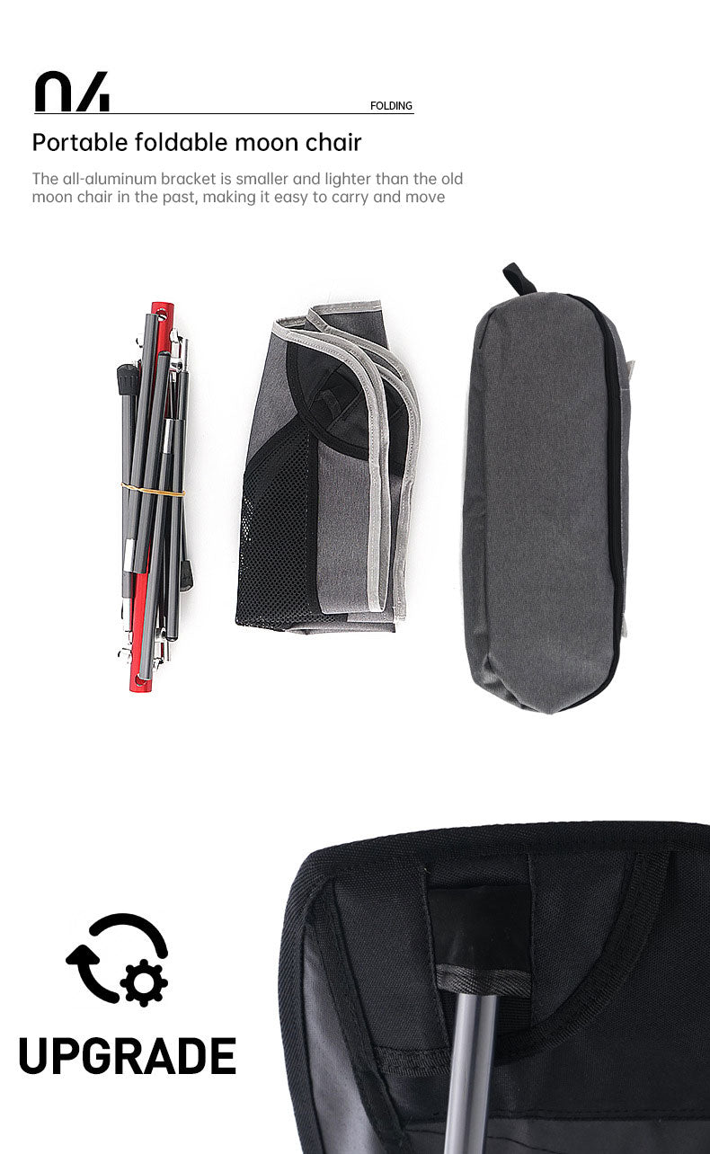 Outdoor Folding Chair Heighten Moon Chair Portable Camping Fishing Chair Leisure Beach Chair Back Chair - TrendTrove