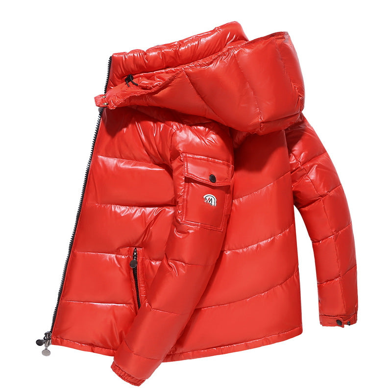Men's Glossy No-Wash Hooded Winter Jacket