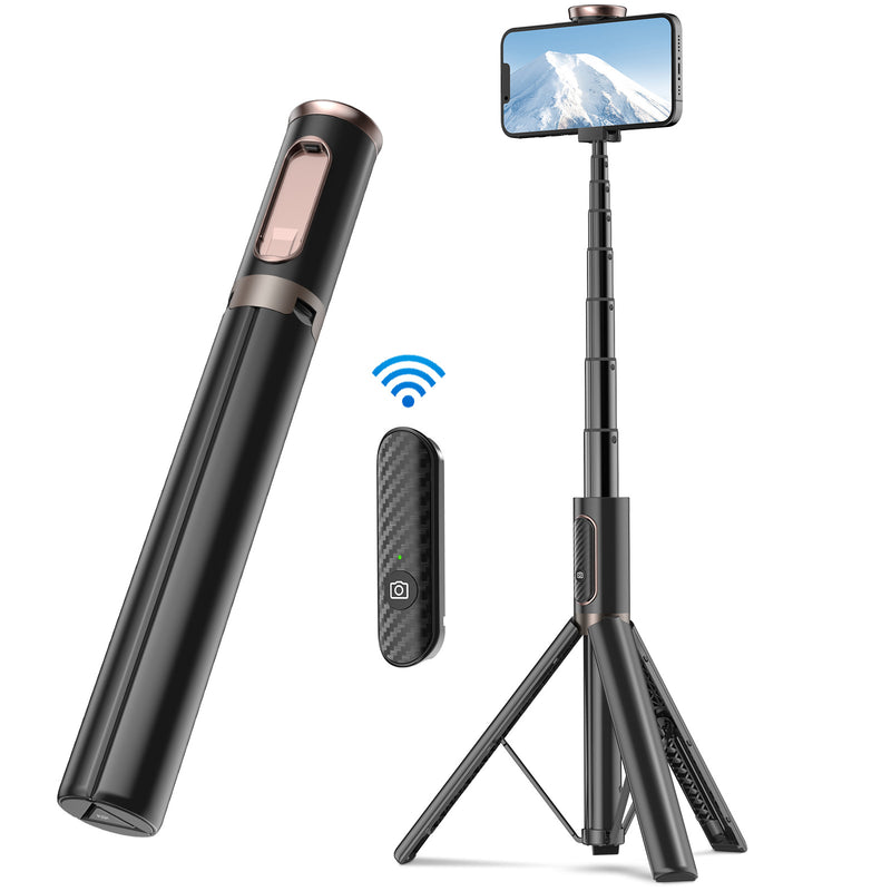New 150cm Long Selfie Stick Tripod Carbon Fiber Plastic Detachable Remote Control AB202 Max Phone Compatibility Rotatable - TrendTrove