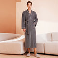 Bathrobe men's and women's towel fabric yukata long sleeved bath towel sleeping robe absorbent quick drying four season style - TrendTrove