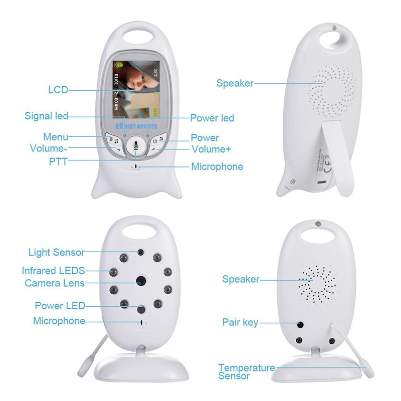 VB601 Baby Monitor 2 inch BeBe Baba Electronic Babysitter Radio Video Nanny Camera Night Vision Temperature Monitoring 8 Lullaby - TrendTrove