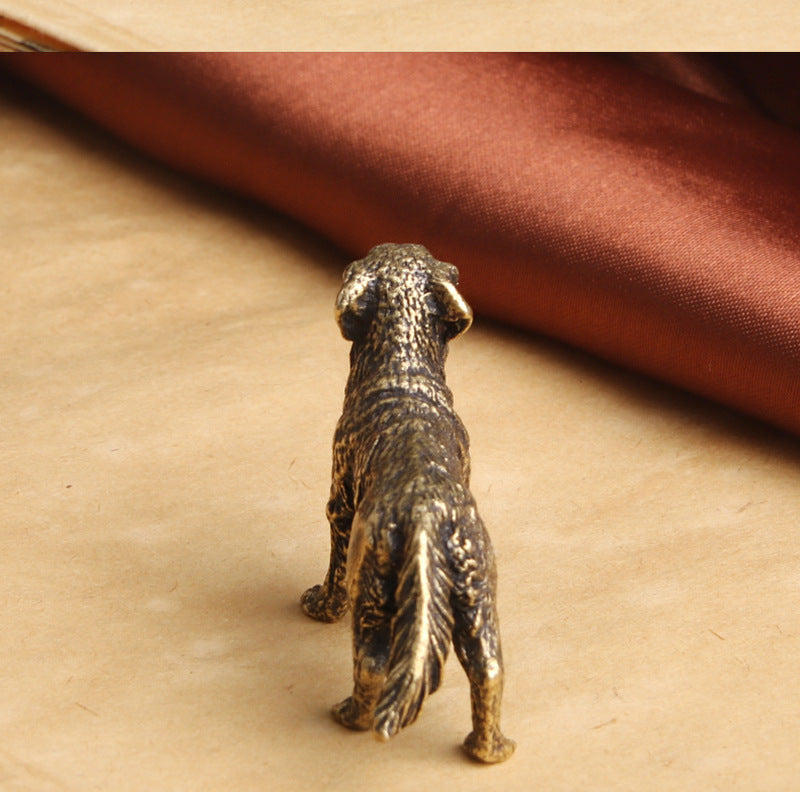 Pure Brass For An Old Wangcai Collie Table Ornament