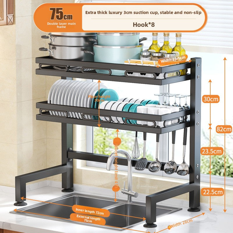 Kitchen Sink Dish Drying Rack with Adjustable Layers
