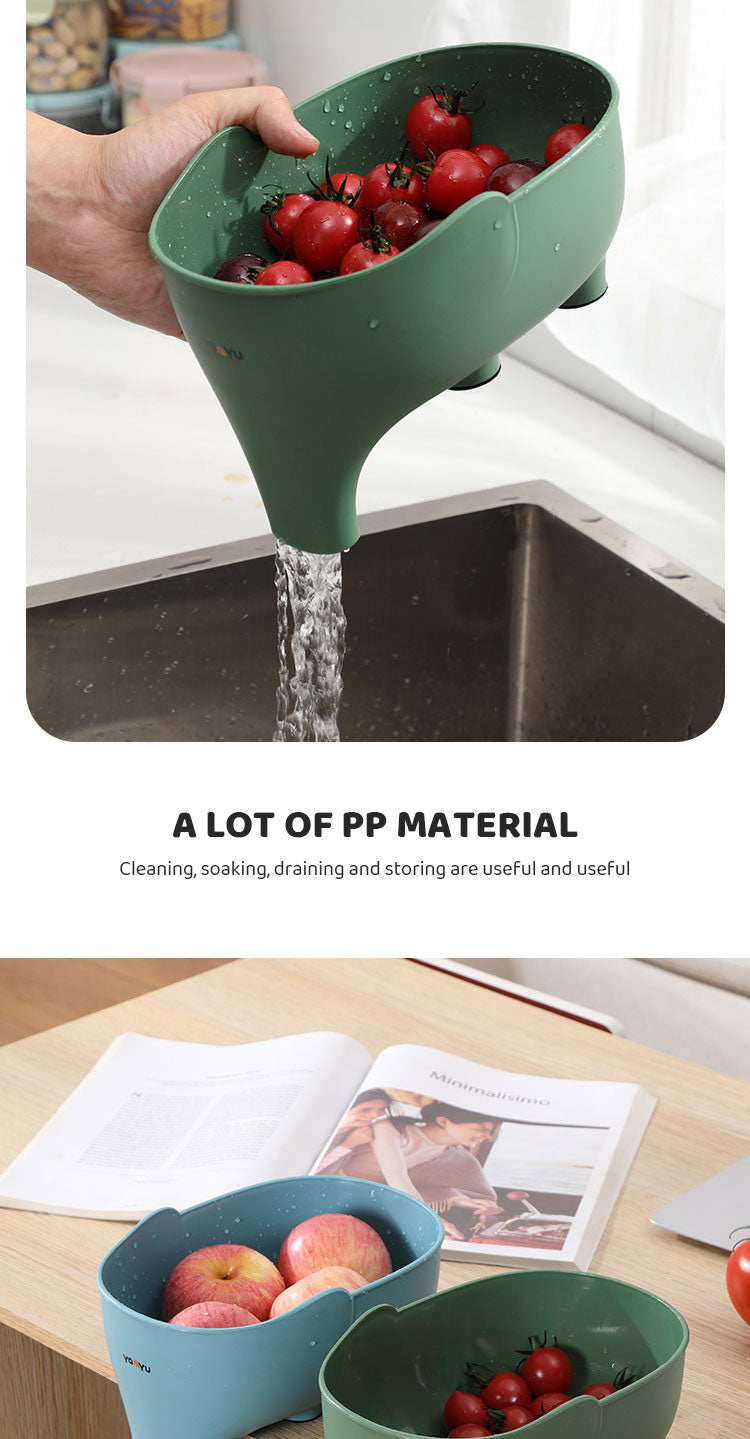 سلة تصريف على شكل فيل، سلة تصريف متعددة الأغراض لتخزين المطبخ، سلة فواكه وخضراوات منزلية، سلة تصريف بلاستيكية