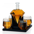 Whiskey Wine Set with Diamond Glass Bottle and Cups