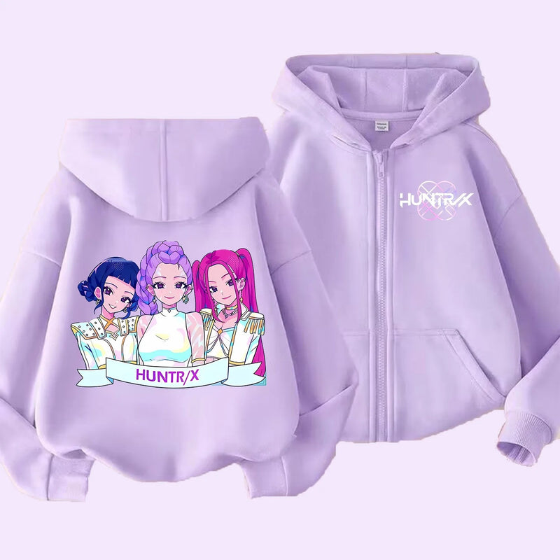 Kids KPop Demon Hunters Fleece Zipper Hoodie