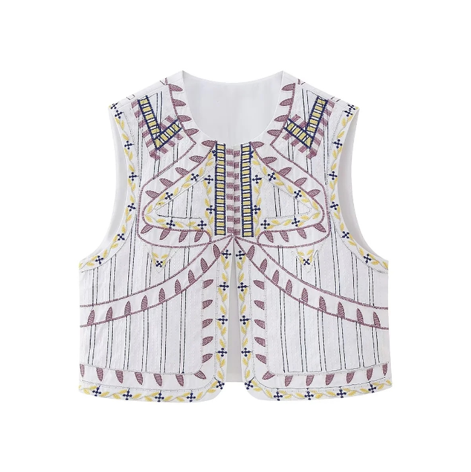 2023 Summer New Round Neck Embroidered Vest