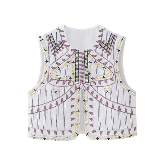 2023 Summer New Round Neck Embroidered Vest