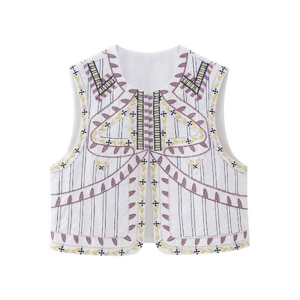 2023 Summer New Round Neck Embroidered Vest
