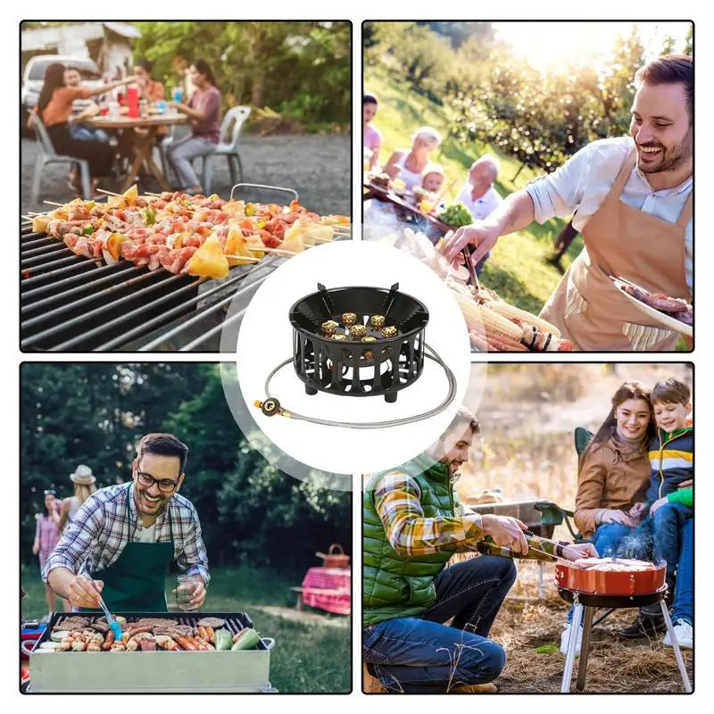 7 Core Strong Fire Power Camping Stove Portable Tourist Gas Burner Windproof Outdoor Stoves Hiking Barbecue BBQ Cooking Cookware - TrendTrove