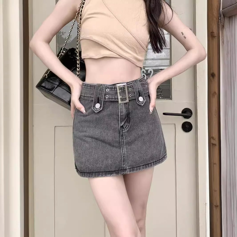 European And American Hot Girls Denim Pantskirt Anti-exposure A- Line Sheath