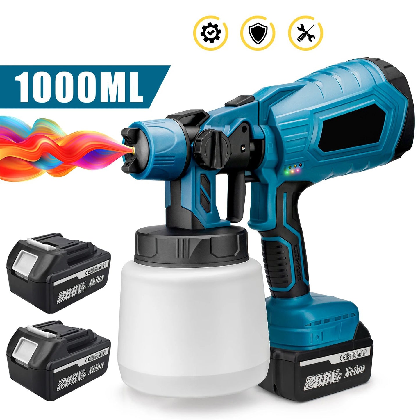 1000ML Electric Spray Gun High Power Cordless Paint Sprayer HVLP Auto Furniture Steel Coating Airbrush For Makita 21V Battery - TrendTrove