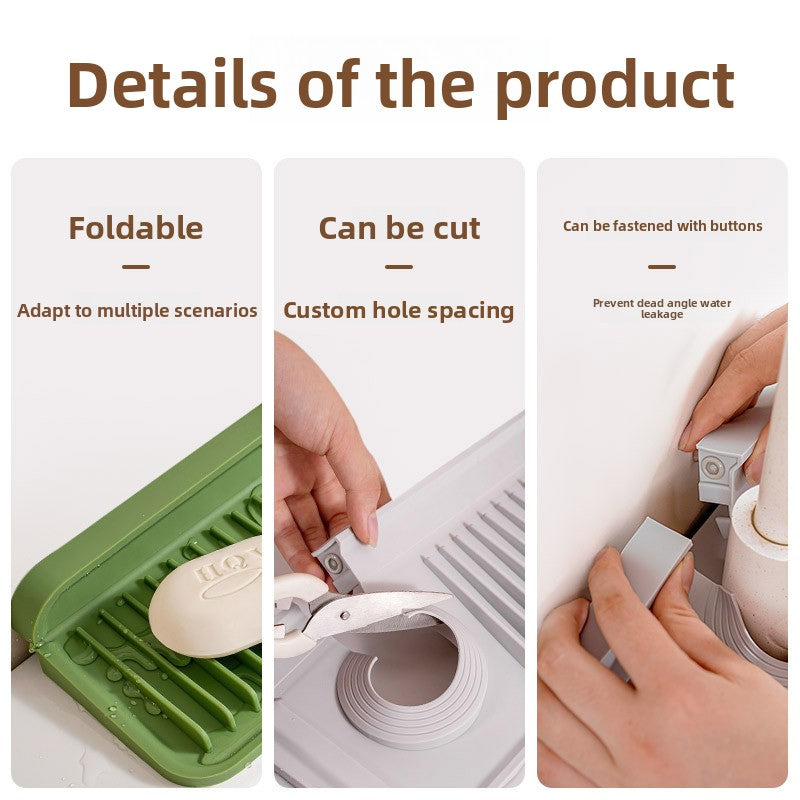 Upgraded Button Silicone Faucet Drain Mat Kitchen Sink Storage Mat Lavatory Mat