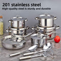 Stainless Steel Cookware Set 15-Piece Kitchen Pots and Pans