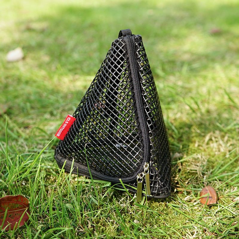 Outdoor triangular sun drying net, foldable storage net, camping hanging net, storage basket, PVC hanging net bag - TrendTrove