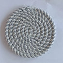 Cotton thread placemat hand woven insulation mat bowl mat cup mat thickened and simple cotton linen table mat - TrendTrove