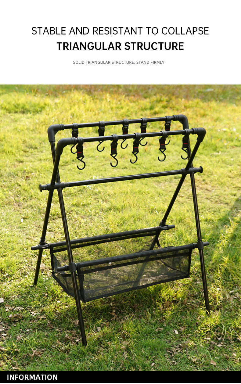 Outdoor camping folding shelf camping car drying rack drying net drying rack storage rack - TrendTrove