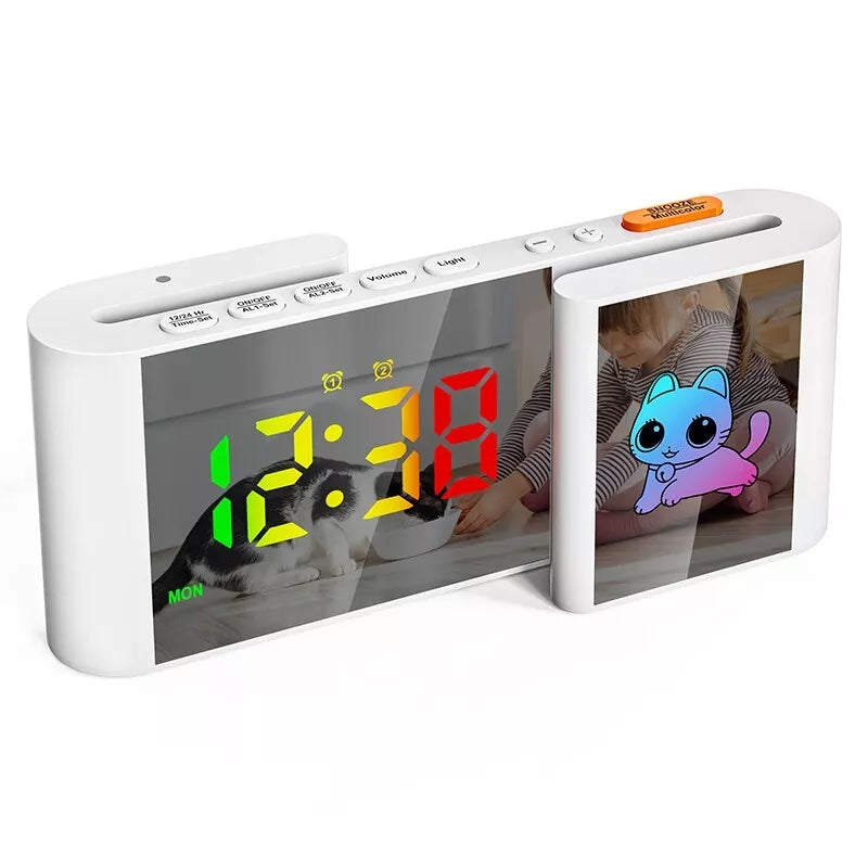 Creative S-shaped Dual-Screen RGB Colorful Alarm Clock, Adorable Cartoon Night Light Electronic Clock - TrendTrove