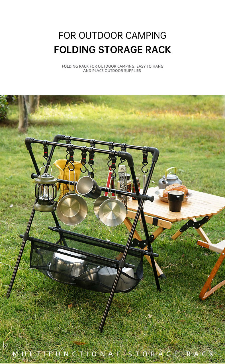 Outdoor camping folding shelf camping car drying rack drying net drying rack storage rack - TrendTrove