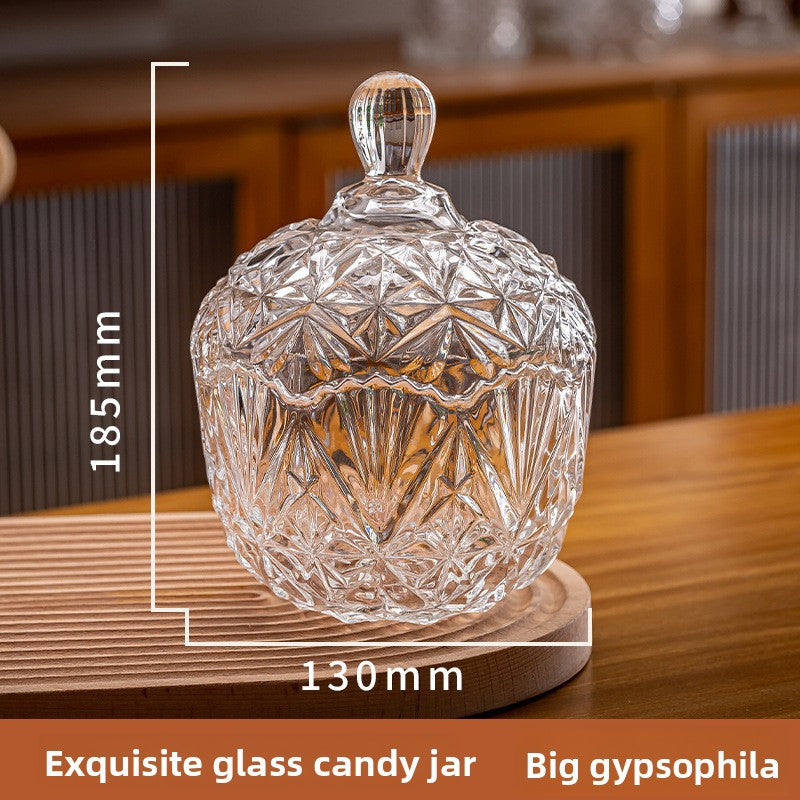 Glass Storage Jar with Lid for Candy Makeup Brush Tea