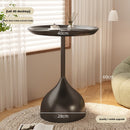 A small iron round table on the balcony