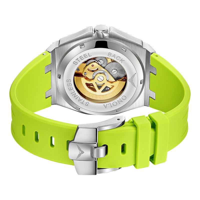 Automatic Mechanical Watch with Silicone Strap