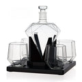 Whiskey Wine Set with Diamond Glass Bottle and Cups