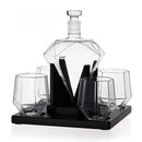 Whiskey Wine Set with Diamond Glass Bottle and Cups