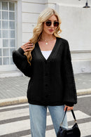 Loose V-Neck Cable Knit Sweater Cardigan