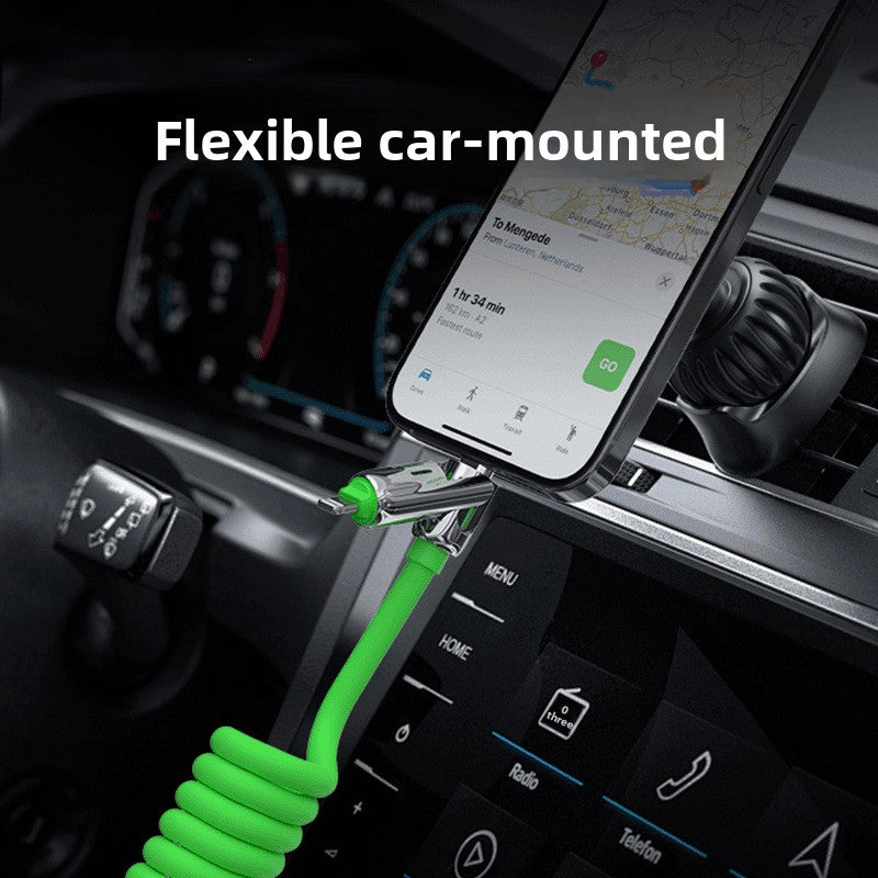 Light Beam Spring Four-in-One Mobile Phone Charging Cable