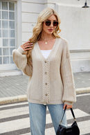 Loose V-Neck Cable Knit Sweater Cardigan