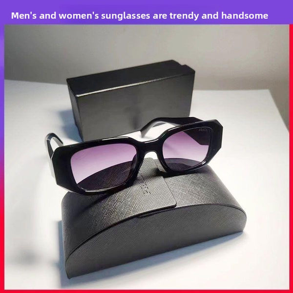 Fashionable men's and women's square-framed sunglasses