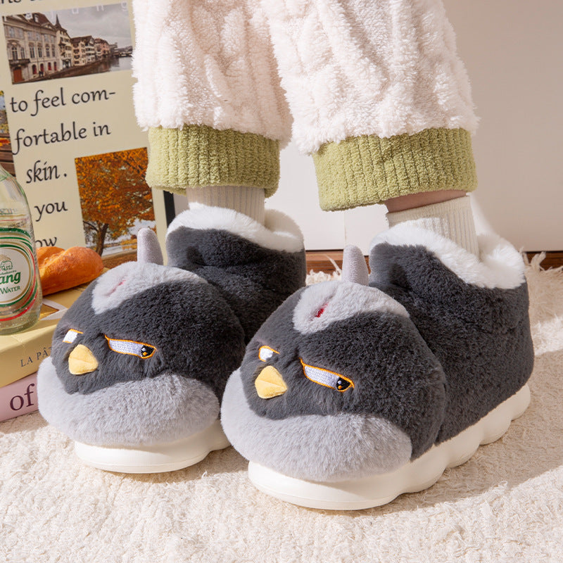 Indoor Home Non-slip Thick Bottom Furry Cotton-padded Shoes With Velvet