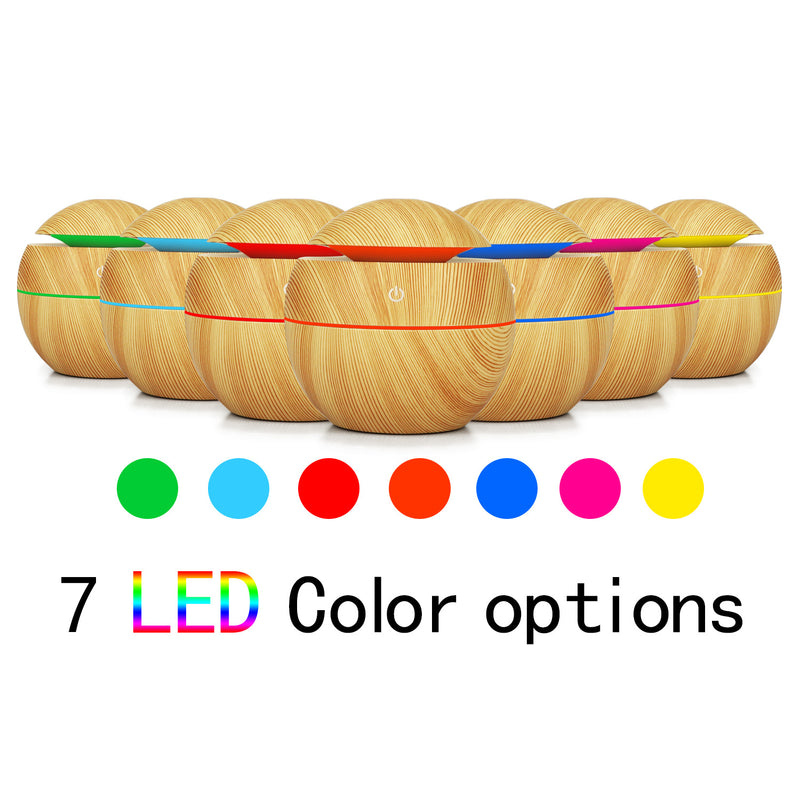 Wood grain humidifier with colorful night light