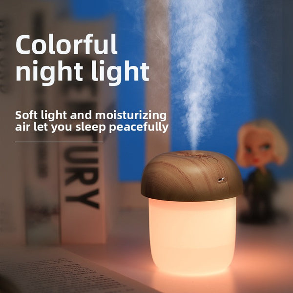 Mushroom Wood Grain USB/Battery Portable Humidifier