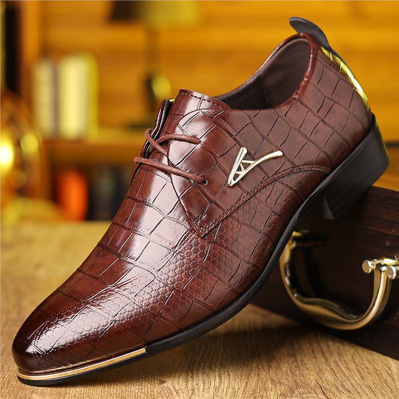 Men's Formal Leather Shoes Business Casual Lace-up Low-top