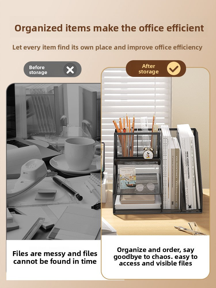 Metal File Organizer Office Document Storage Rack