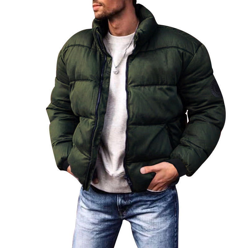 Men's Stand Collar Thickened Polyester Cotton Jacket