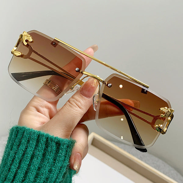Double Beam Cheetah Print Sunglasses
